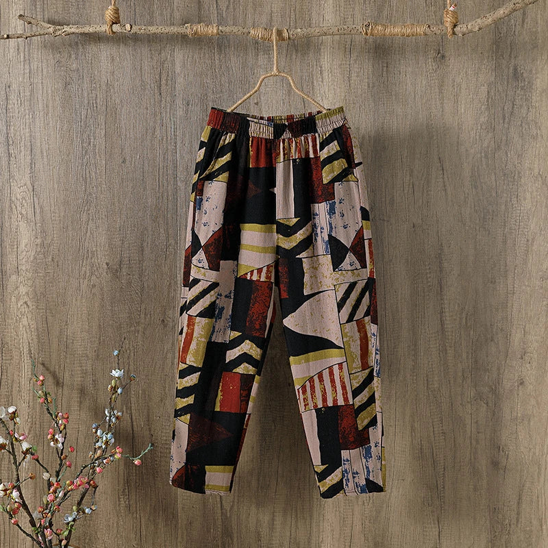 Willow - Geometric High-Waist Harem Pants