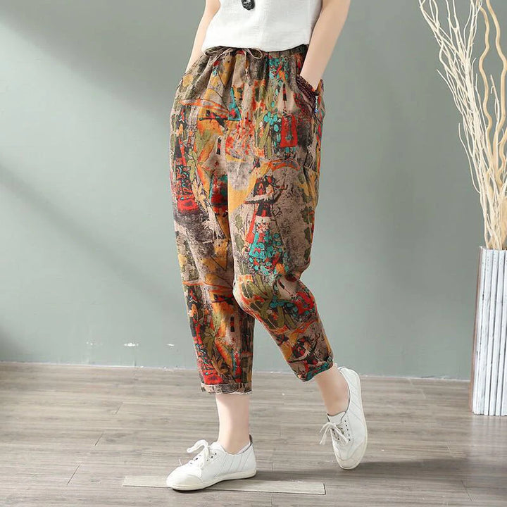 Willow - Geometric High-Waist Harem Pants